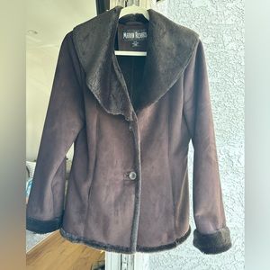 Marvin Richards Faux Fur Suede Chocolate Brown Coat Jacket size M
